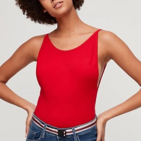 Aritzia TNA Red Cozumel Cotton Open Back Thong Bodysuit - Picture 3 of 11